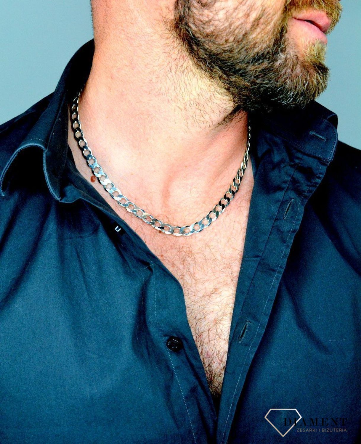 srebrny-lancuszek-925-pancerka-Łańcuszek srebrny pancerka DIA-LAN-78419-250-925 9mm. Męska kieta na szyje. łańcuch na szyje.jpg